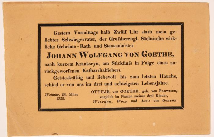 (GOETHE, JOHANN WOLFGANG VON)