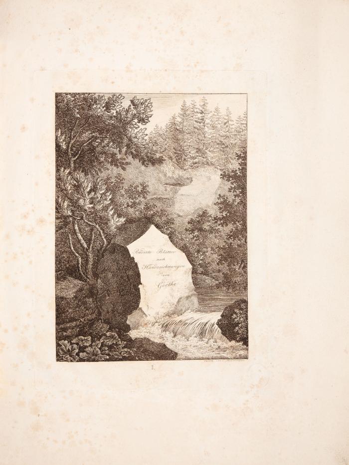 Goethe, Johann Wolfgang von: Radirte Blätter nach Handzeichnungen von Goethe, herausgegeben von C. A. Schwerdgeburth. 6 Radierungen in Braundruck von C. Holdermann und C. Lieber.