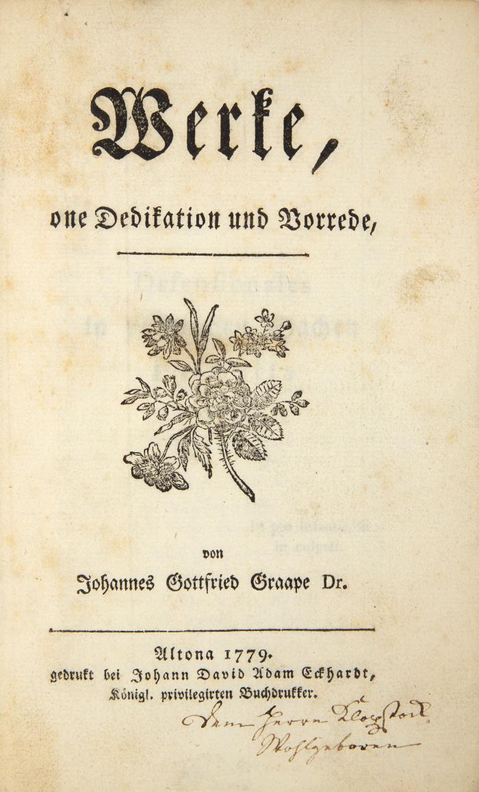 Werke, one (!) Dedikation und Vorrede.