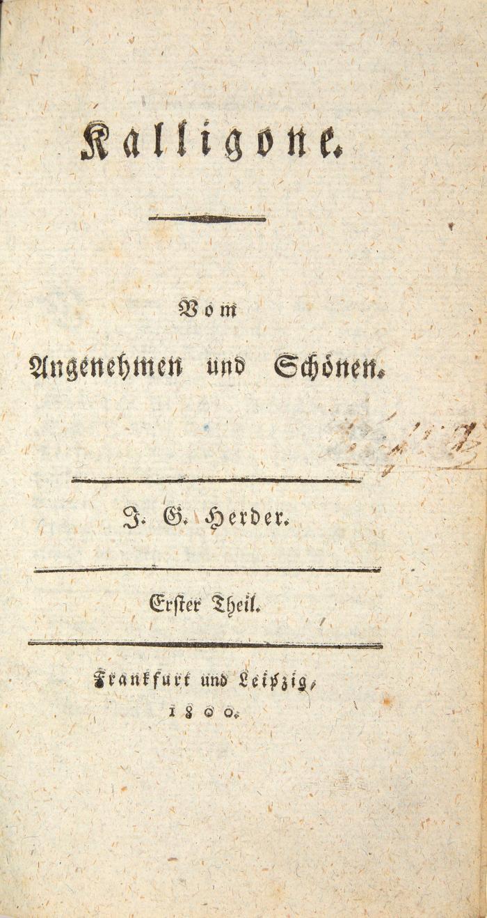 Kalligone. Vom Angehmen und Schönen. 3 Tle. in 1 Bd.