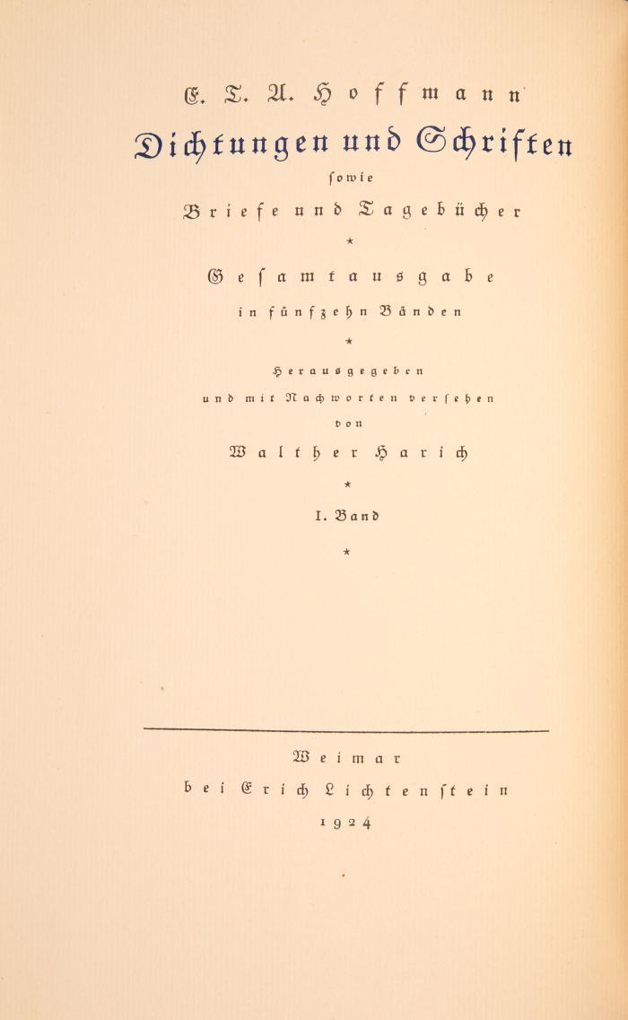 Dichtungen und Schriften sowie Briefe und Tagebücher. Gesamtausgabe in fünfzehn Bänden. Hrsg. u. mit Nachworten versehen von Walther Harich. 15 Bde.