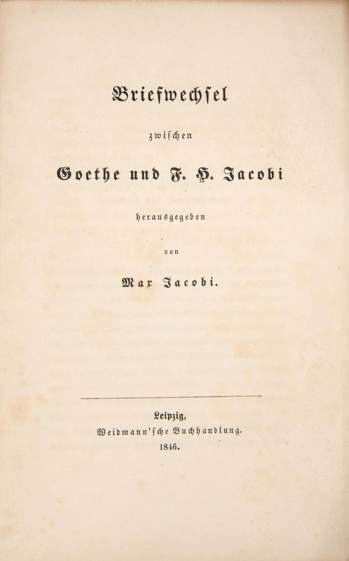 Briefwechsel zwischen Goethe und F. H. Jacobi.