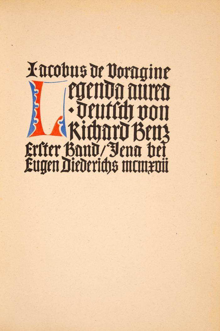 Legenda aurea. Deutsch von Richard Benz. 2 Bde.