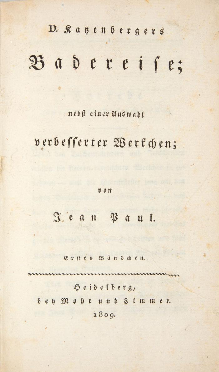 D. Katzenbergers Badereise; nebst einer Auswahl verbesserter Werkchen. 2 Bde. in 1.