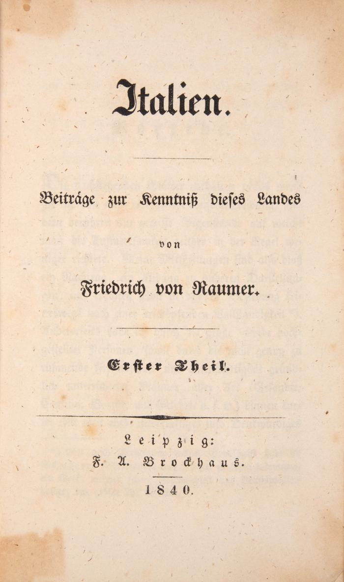 Italien. Beiträge zur Kenntniß dieses Landes. 2 Bände.