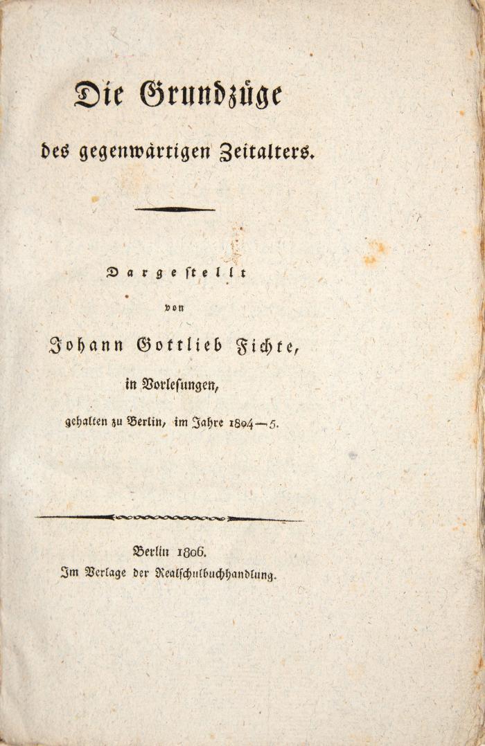 Fichte, Johann Gottlieb. Zwei Erstausgaben in 2 Bänden.