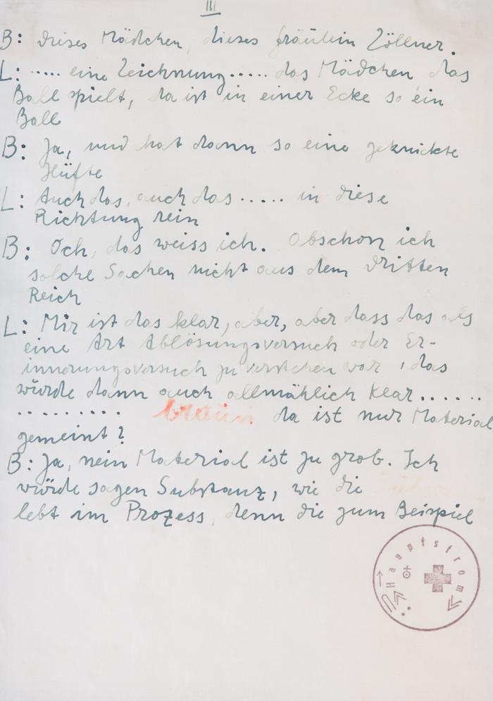 Ohne Titel (III - B: Dieses Mädchen, dieses Fräulein Zöllner ...)