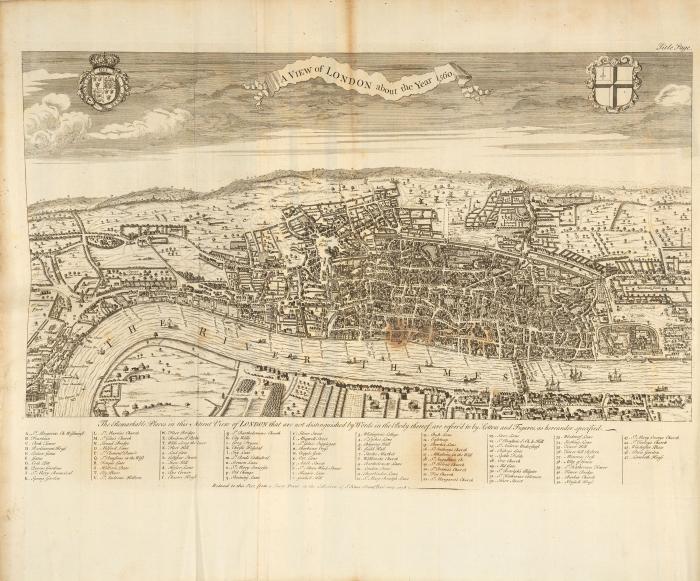The history of London, from its foundation by the Romans, to the present time. With the several accounts of Westminster, Middlesex, Southwark and other parts within the Bill of mortality. 9 Tle. in 1 Bd.