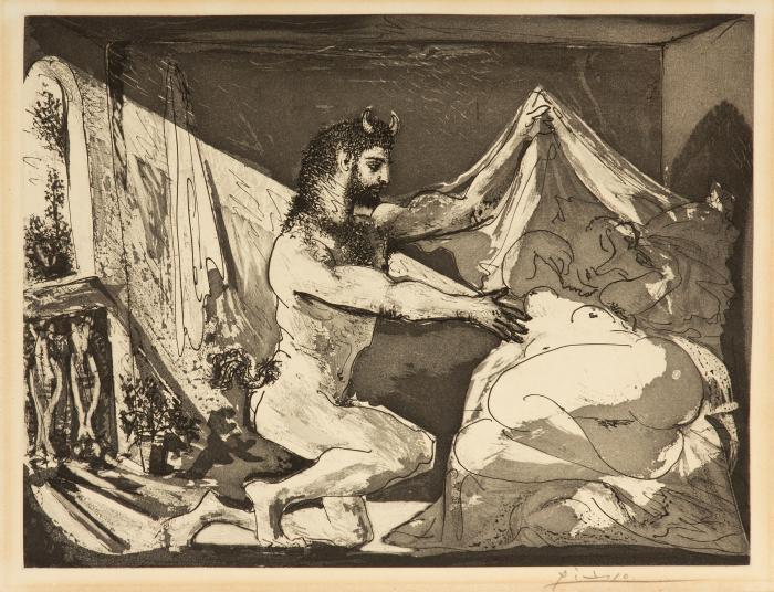 Faune dévoilant une dormeuse (Jupiter et Antiope, d'après Rembrandt. Blatt 27 aus: Suite Vollard)