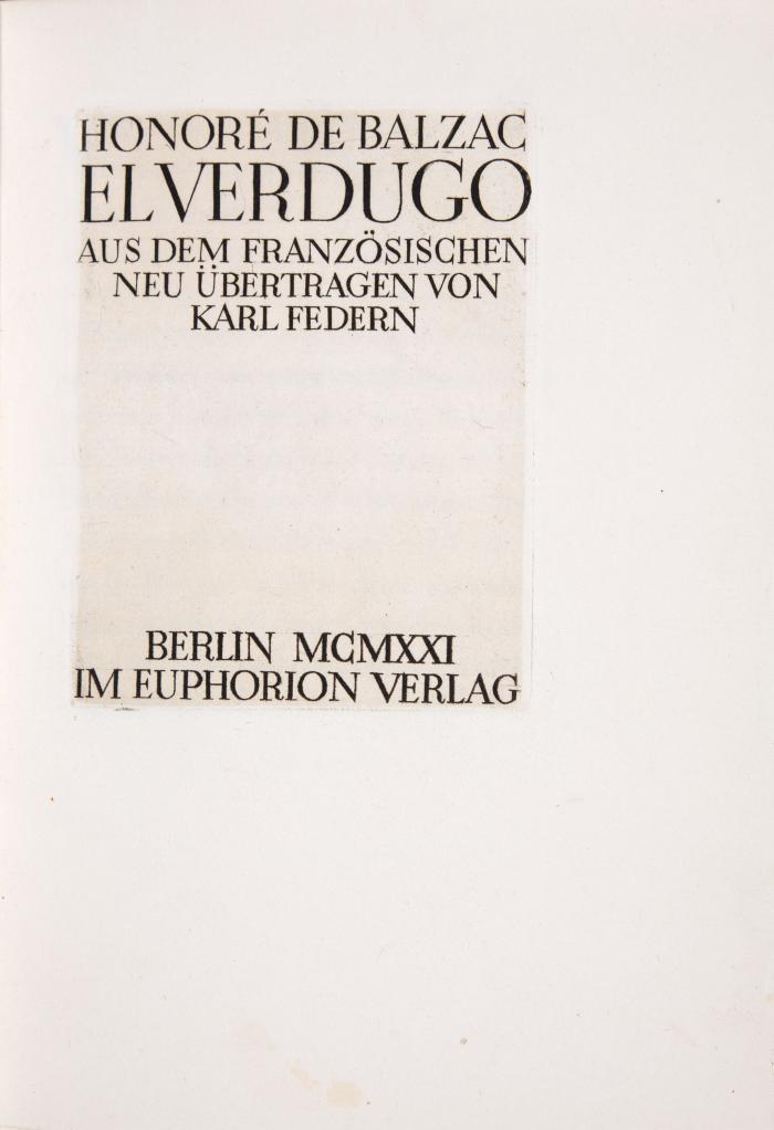 KLAUS RICHTER
HONORÉ DE BALZAC: El verdugo. Aus dem Französischen übertragen von Karl Federn.