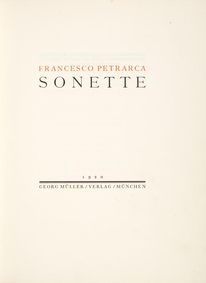 ADOLF SCHINNERER
FRANCESCO PETRARCA: Sonette. Nach den besten Übertragungen ausgewählt von Franz Spunda.