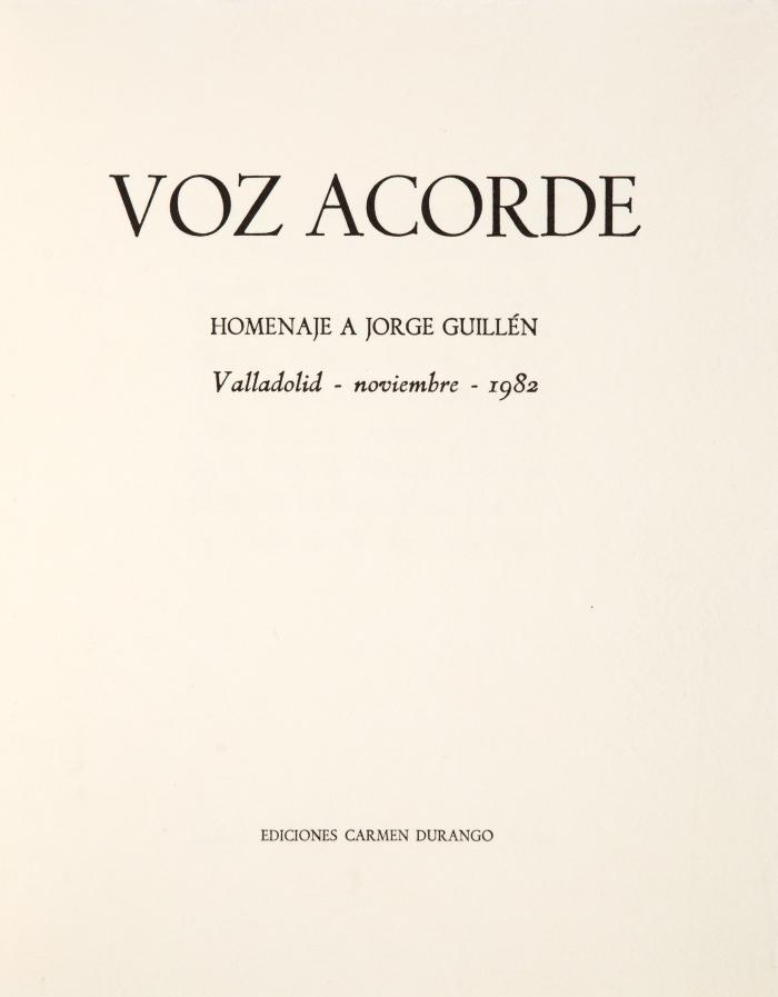 EDUARDO CHILLIDA
ANTONIO PIEDRA (Hrsg.): Voz acorde. Homenaje a Jorge Guillén.
