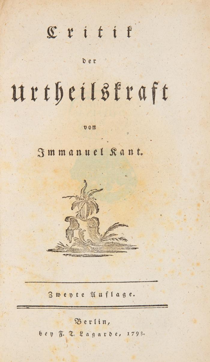 Critik der Urtheilskraft. 2. Aufl.