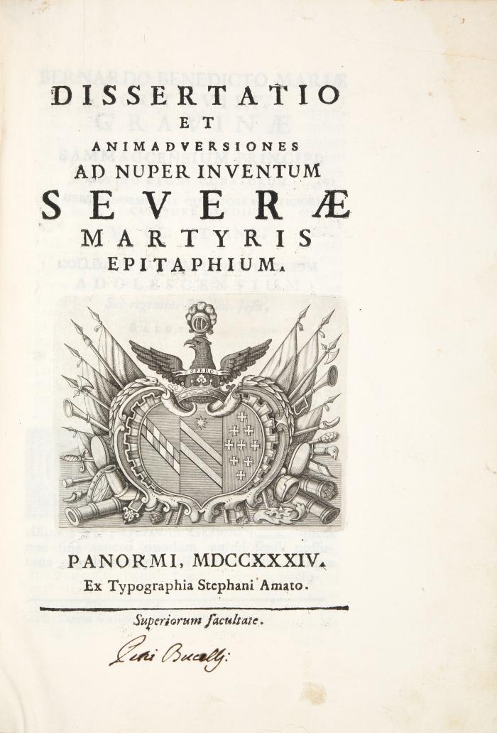 Dissertatio et animadversiones ad nuper inventum Severae Martyris epitaphium.