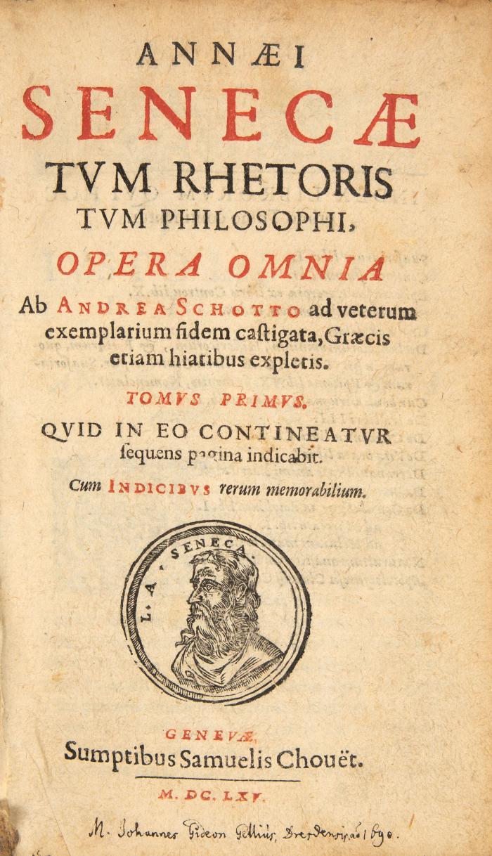 Opera omnia. Ab Andrea Schotto ad veterum exemplarium fidem castigata, Græcis etiam hiatibus expletis. 2 Tle. in 1 Bd.