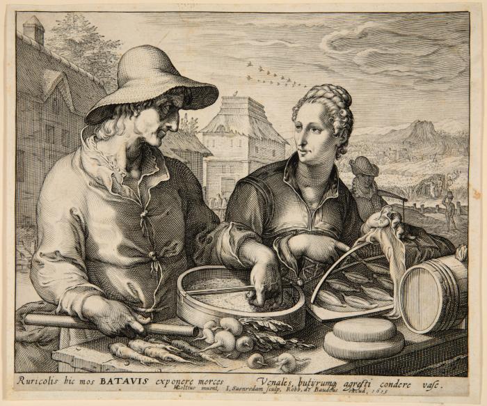 Der Bauer und seine Frau auf dem Markt
