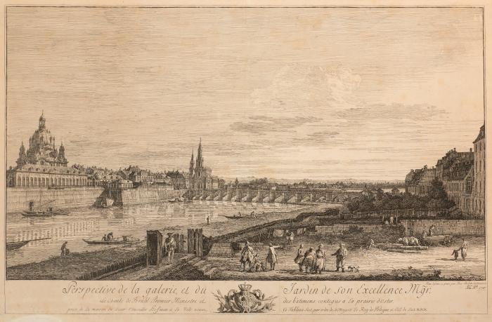 Dresden vom rechten Elbufer oberhalb der Augustusbrücke