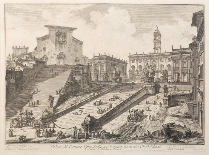 Veduta del Romano Campidoglio con Scalinata che va alla Chiesa d'Arcaceli