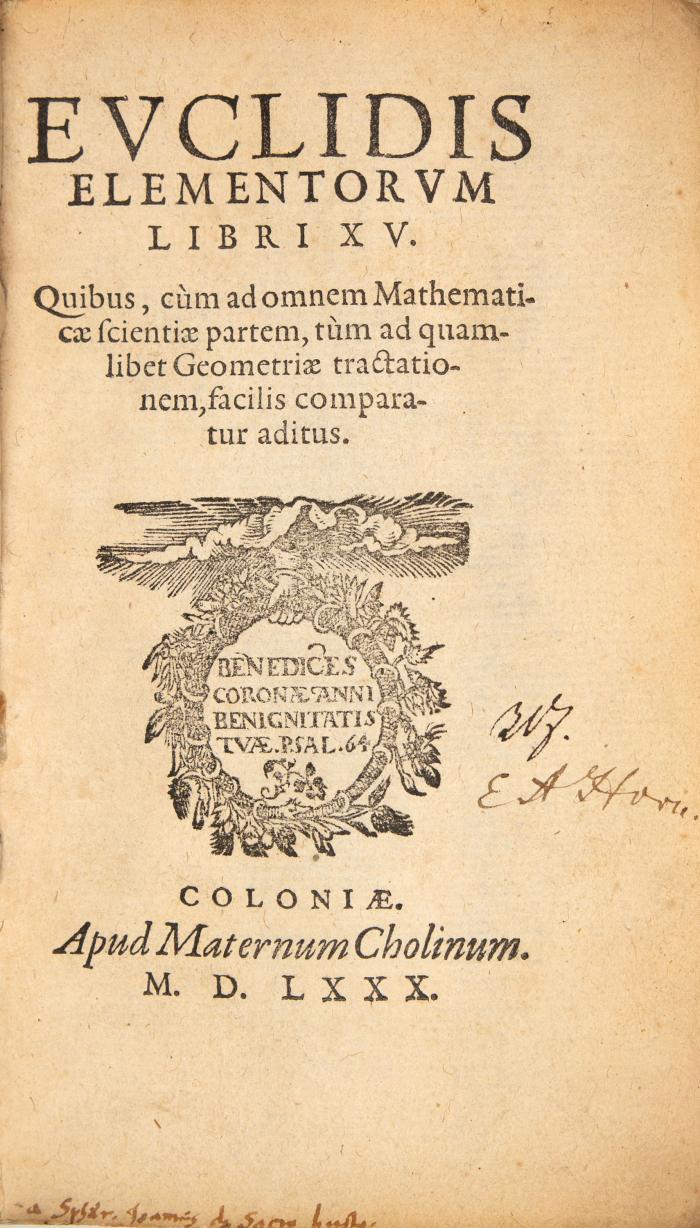Euclid. - Elementorum libri XV. Quibus, cum ad omnem Mathematicae scientiae partem, tum ad quamlibet Geometriae tractationem, facilis comparatur aditus.