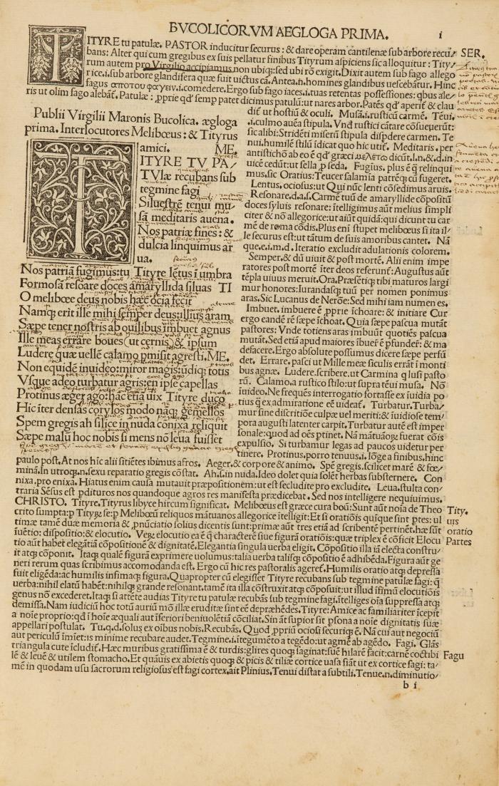 Vergilius Maro, Publius: Opera. Venedig: Bartholomäus de Zanis, 2.XII.1491. / Seneca, Lucius Annaeus: Tragoediae cum duobus commentariis: videlicet Bernardini Marmitae & Danielis Galetani poe. cla. Venedig: Johannes Tacuinus, 7.IV.1498. Zwei Inkunabeln in einem Band.