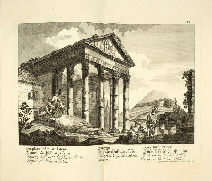 Ruinen und Ueberbleibsel von Athen nebst andern merkwürdigen Alterthümern Griechenlands. Nun mit einem aus der englischen Beschreibung zur Erläuterung derselben kurzverfaßten historischen Auszuge nach dem englischen Original.