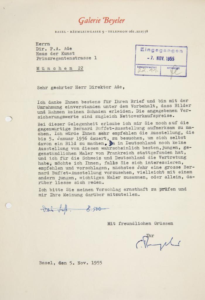 BEYELER, ERNST (1921 Basel - 2010 Riehen)
Galerist, Kunstsammler und Museumsgründer.