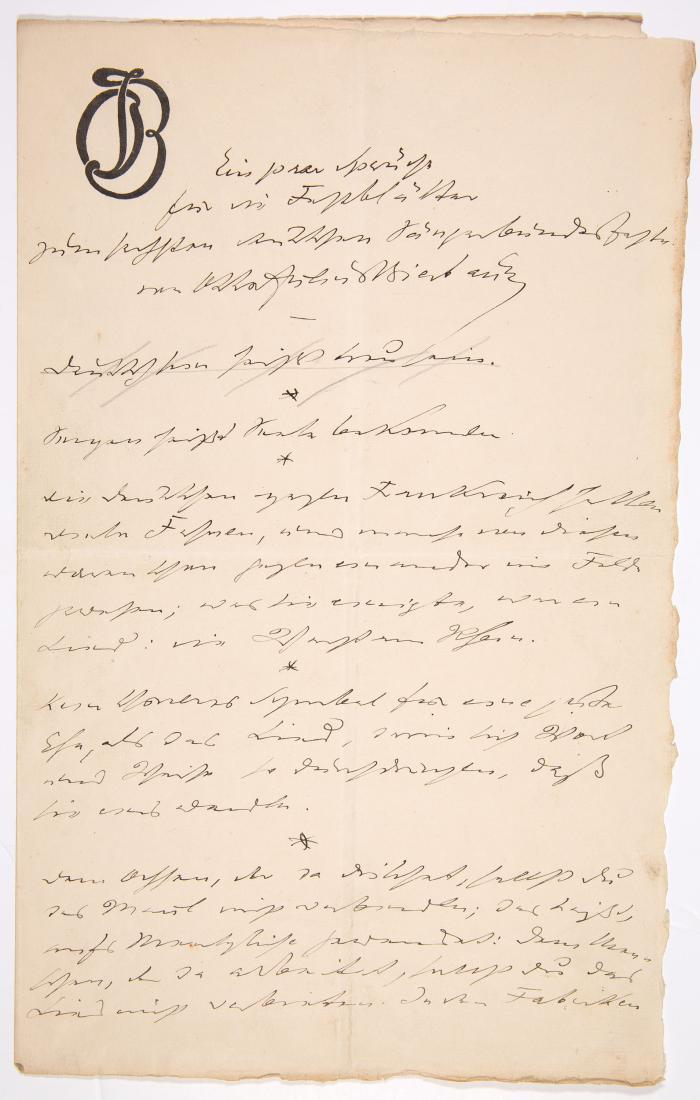 BIERBAUM, OTTO JULIUS (Grünberg/Schlesien 1865 - 1910 Dresden)
Bohemien. Schriftsteller.

Ein paar Sprüche für die Festblätter zum sechsten deutschen Sängerbundfest. Eigenhändiges Manuskript auf  3 Blättern (35 x 22 cm) mit 3 Seiten Text. 1 Begleitbrief vom 1. Mai 1902 mit eigenhändiger Unterschrift (20 x 17 cm; einseitig beschrieben).