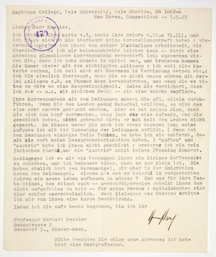 BROCH, HERMANN (1886 Wien - 1951 New Haven)
Österreichischer Schriftsteller.