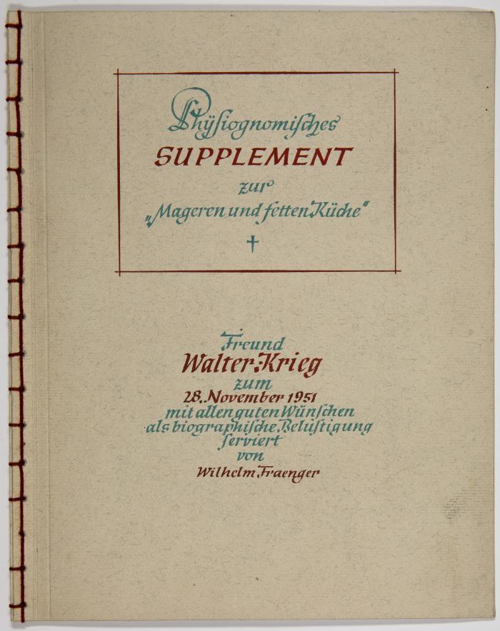FRAENGER, WILHELM (Erlangen 1890 - 1964 Potsdam)
Kunsthistoriker und Volkskundler.

3 handschriftliche und 3 maschinenschriftliche Briefe wegen Veröffentlichung eines Beitrages. Kopie des Artikels auf Transparentpapier; 5 Blätter Din A4.