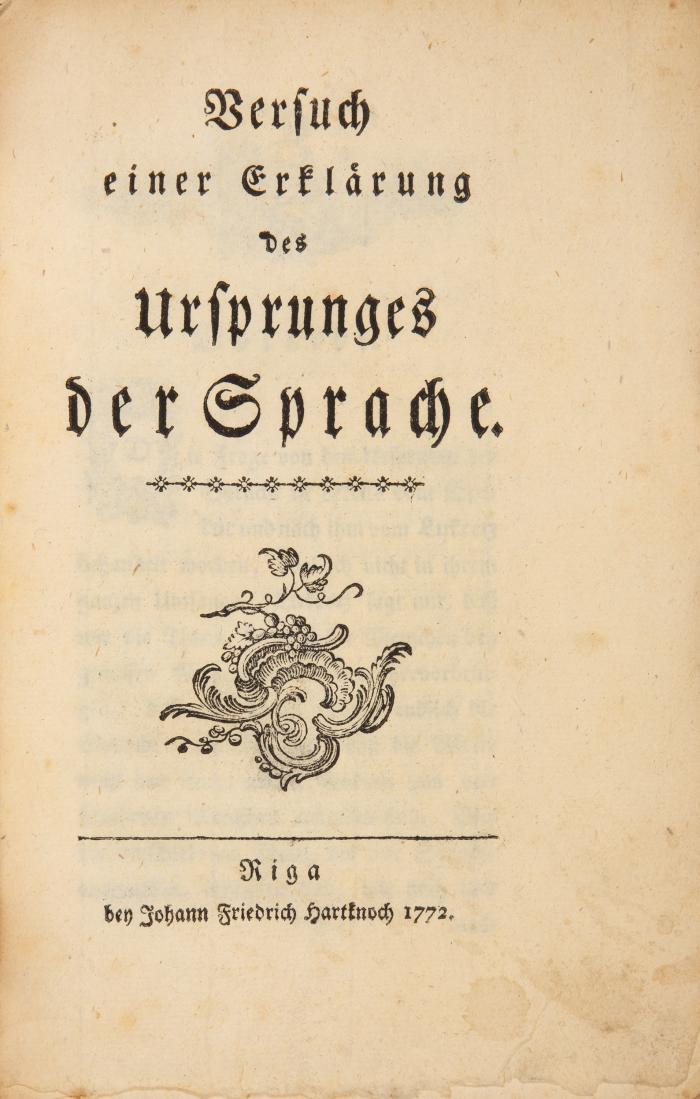 Versuch einer Erklärung des Ursprungs der Sprache.