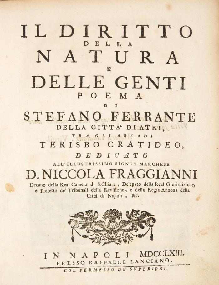 Il diritto della natura e delle genti.