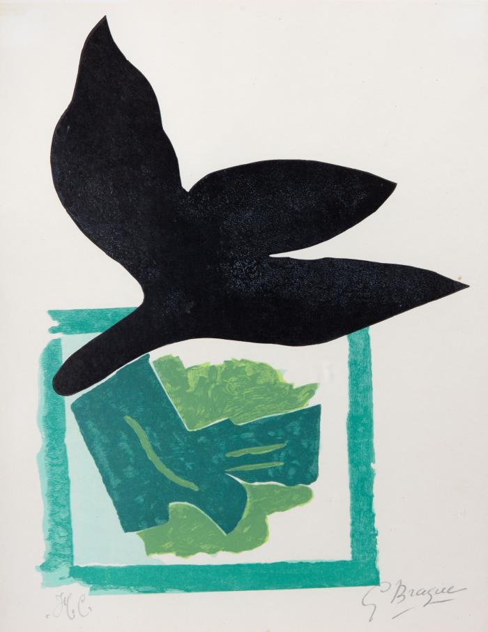 Oiseau noir sur fond vert (Aus: Si je mourais là-bas)