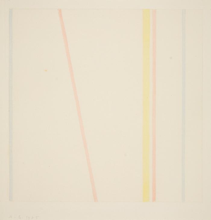 Ohne Titel (Längsstreifen vertikal, blau, rosé und gelb)