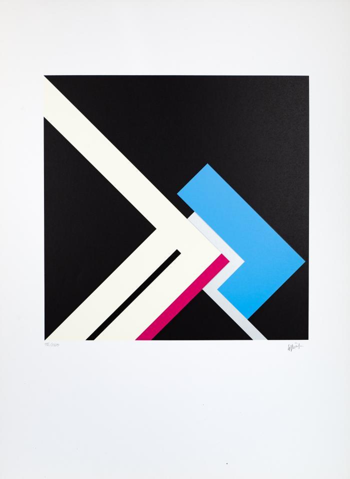 Figuration in Weiß mit blauem Haken (Schweizer Fassung)
