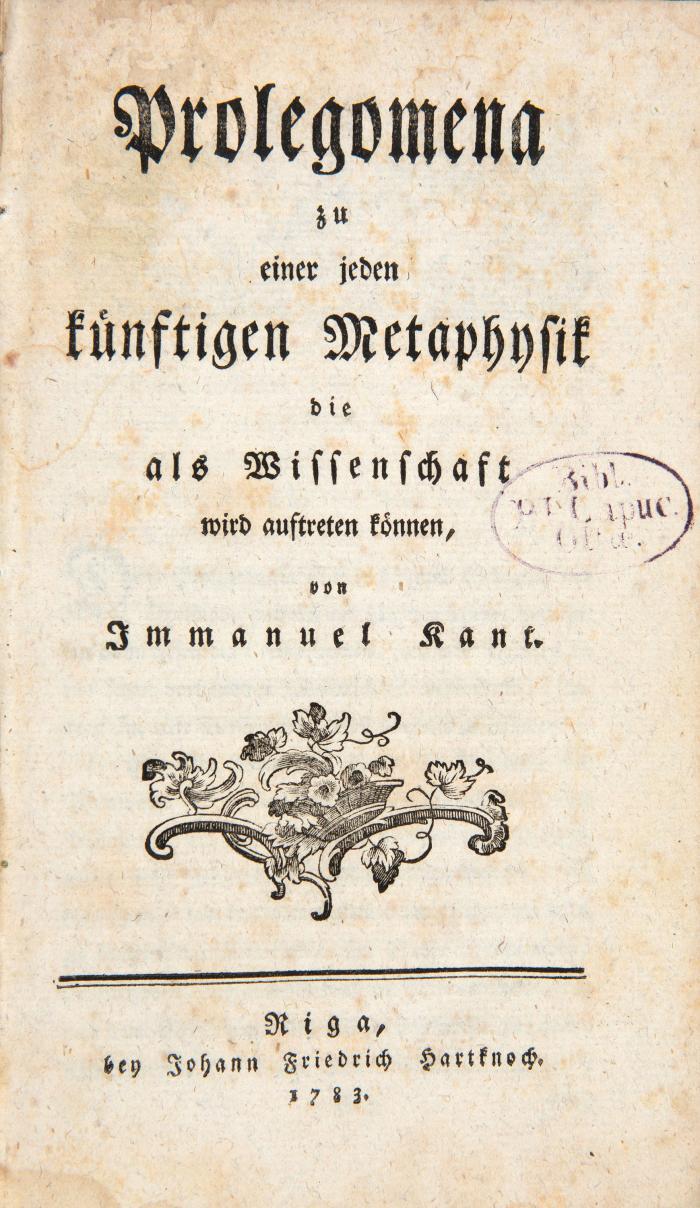 Prolegomena zu einer jeden künftigen Metaphysik die als Wissenschaft wird auftreten können.