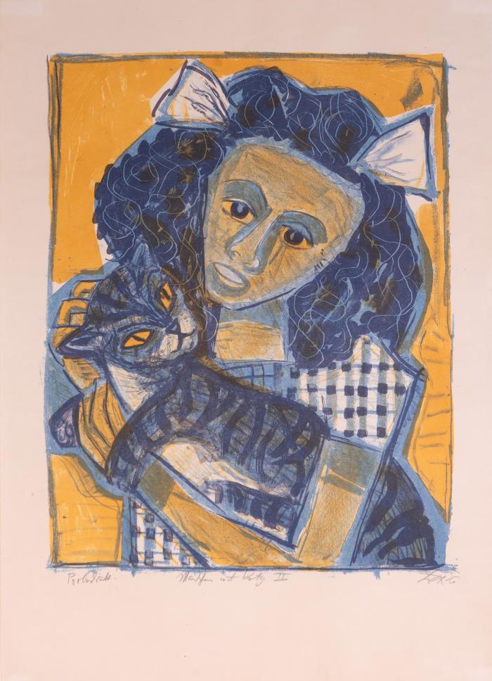 Mädchen mit Katze II (Kopf schräg)