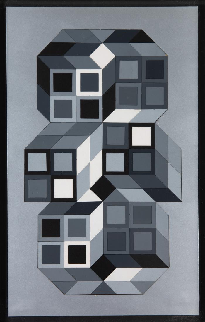 Ohne Titel (Komposition silber grau).