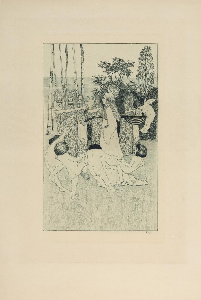 Minnetraum 1894 / Im Mai 1897 / Walther von der Vogelweide 1907 / Frauenkopf Portrait Martha Vogeler 1909 / Die sieben Schalen des Zorns