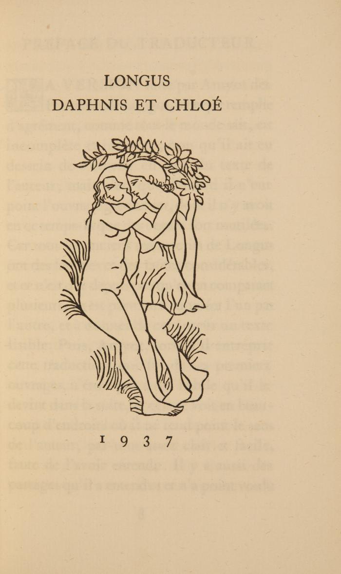 ARISTIDE MAILLOL
LONGUS: Les pastorales de Longus ou Daphnis & Chloé. Traduction d’Amyot. Revue et complétée par P.-L. Courier.