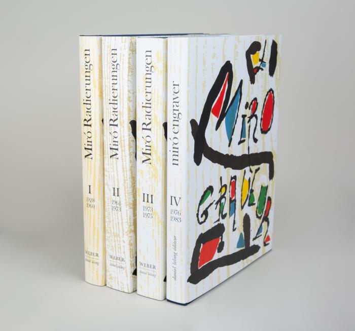 JOAN MIRÓ
JACQUES DUPIN: Miró Radierungen 1928 - 1973. Bde. I - III / Engraver 1976 - 1983. Bd. IV. Zusammen 4 Bde. Paris: Lelong u. Weber 1984-91 und Paris: Lelong 2001.