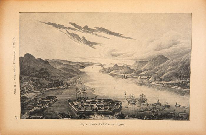 Siebold, Philipp Freiherr von: Nippon. Archiv zur Beschreibung von Japan und dessen Neben- und Schutzländern jezo mit den südlichen Kurilen, Sachalin, Korea und den Liukiu-Inseln. 2. 'Auflage. 2 Bde. Würzburg u. Leipzig: L. Woerl 1897