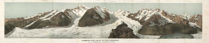 Panorama d'une partie des Alpes Bernoises pris sur l'Aeggischhorn dans le Canton du Valais.