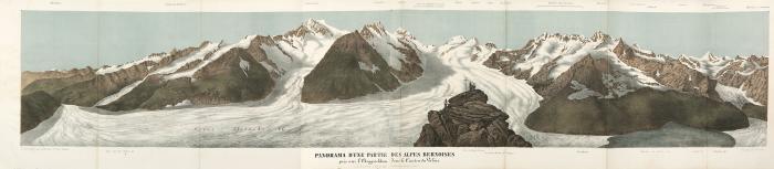 Panorama d'une partie des Alpes Bernoises pris sur l'Aeggischhorn dans le Canton du Valais, ders.: Album de Vues Suisses. Canton du Valais.