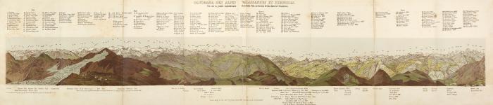Panorama des Alpes Valaisannes et Bernoises pris sur la pointe septentrionale de la Bella-Tola au dessus de Luc, dans la vallee d'Anniviers.