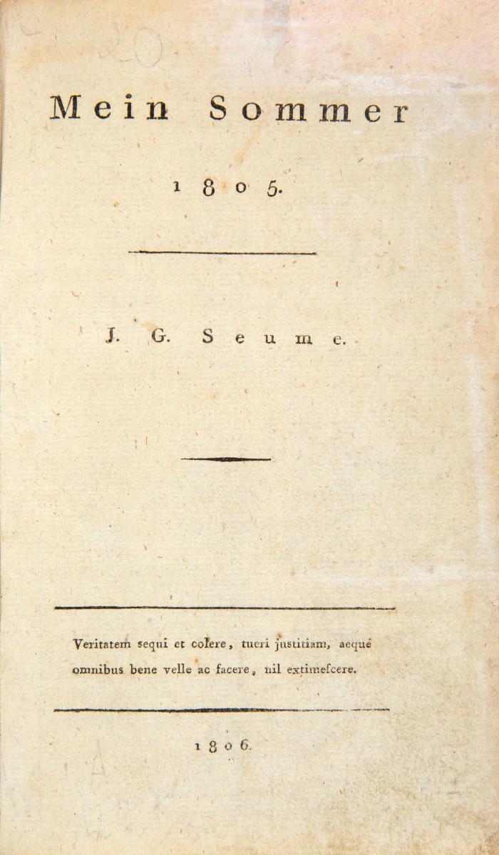 Seume, Johann Gottfried: Mein Sommer 1805.