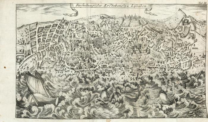 Lissabon. - Physikalische Betrachtungen von den Erdbeben und den daraus erfolgten auserordentlichen Bewegungen der Gewässer wie auch von den anderen Natur-Begebenheiten, welche am 1ten Nov. 1755 den grösten Theil von Europa und andere Welt-Theile betroffen, besonders aber die Königl. Portugisische Haupt-Stadt Lisabon bis auf den Grund zerstöret haben. Zweyte Ausgabe.