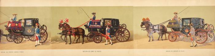 Comitiva Regia en el casamiento de S. M. el Rey de Espana Don Alfonso XII. con S. A. I. y la Archiduquesa Da. Maria Christina de Austria, en el trayecto desde la Real Basilica de Atocha à Palacio el dia 29 de Nobre de 1879.