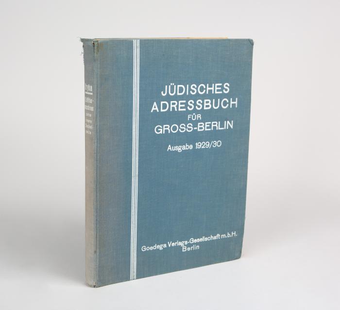 Jüdisches Adressbuch für Gross-Berlin. Ausgabe 1929/30.