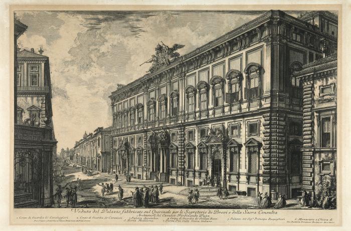 Veduta del Palazzo fabbricato sul Quirinale per le Segreterie de Brevi e della Sacra Consulta