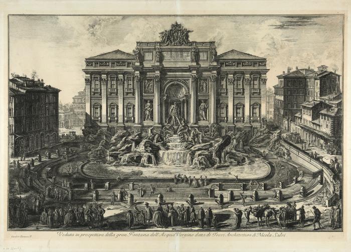 Veduta in prospettiva della gran Fontana dell' Acqua Vergine detta di Trevi Architettura di Nicola Salvi.